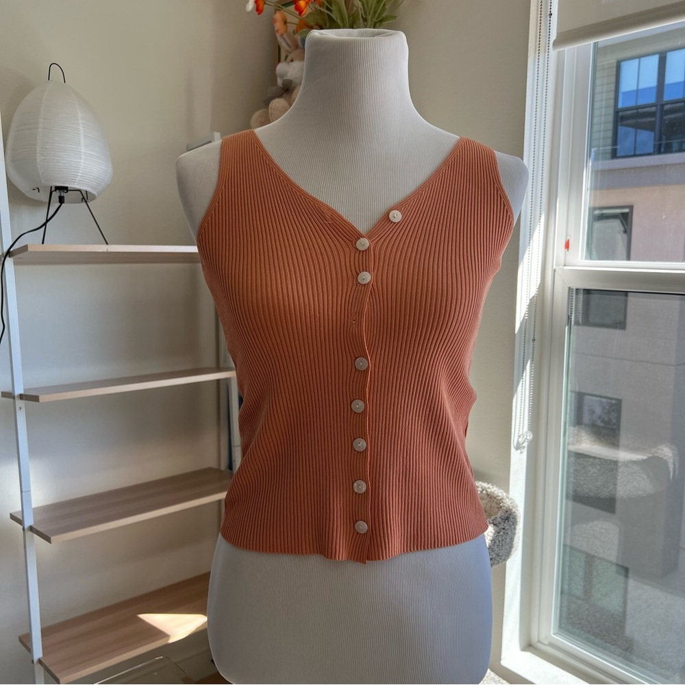 Buttoned Tank Top in Orange